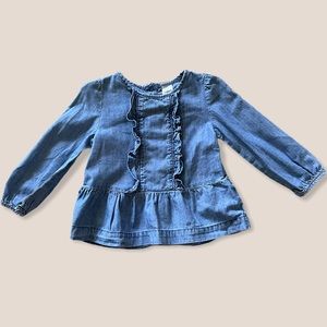 Toddler Girl Denim Shirt 2T Blue Ruffle Peplum